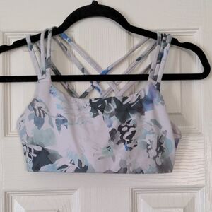 Athleta Blue and Gray Bandeau with Lace Detailing
